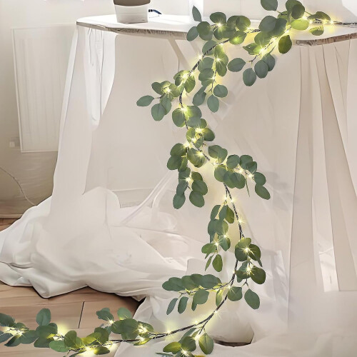 Eukalyptus-guirlande 2,1 m med 96 LED-lys