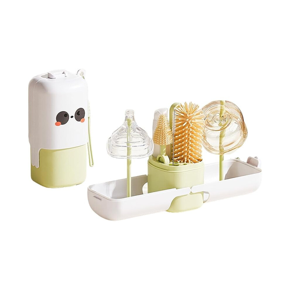 7-In-1 Bottle Brush Set With Silicone Brush, Nipple & Straw Brushes, Drying Rack – Compatible With All Bottles Green