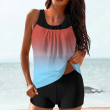 Women's high-waisted swimsuit set gradient racerback top