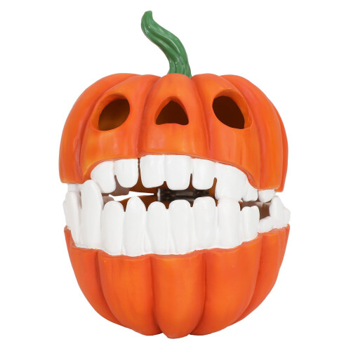 Decoração de abóbora de Halloween em resina com dentes engraçados (1 peça)
