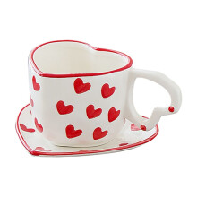 Valentine's Day Heart Shape Ceramic Cup for Coffee Milk, Meaningful Cup for Daily Valentine's Day, Vintage Water Glasses A