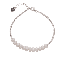 Bridal Pearl Bracelet for Women, 925 Sterling Silver with Freshwater Pearls Wedding Bride Beach Party Elegant Fashion Jewelry Gift