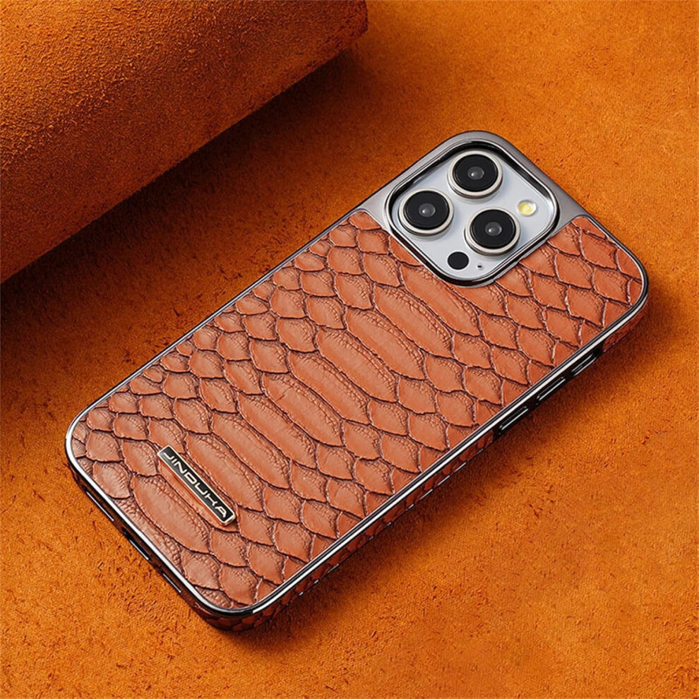 Vegan Faux Leather Snake Skin Pattern Phone Case, Faux Leather Snake Skin Case, For 17/16/15/14/13 (17,) Brown 9485826549390