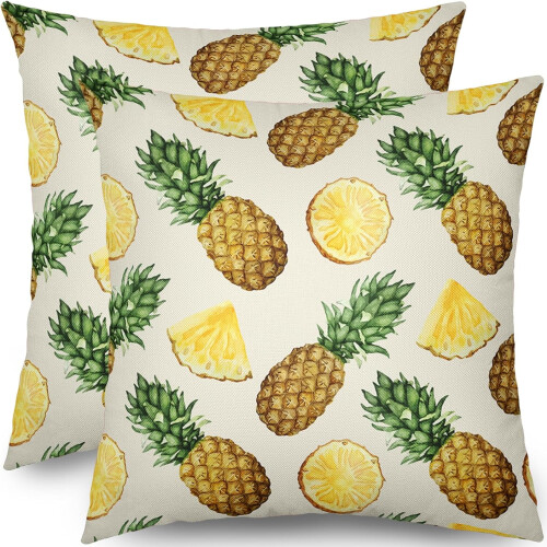Ananas örngott 20x20 Linne set om 2