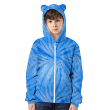Boys Tie Dye 3D Printed Cat Ears Zipper Hoodie for Children Warm Pullover for Girl and Boy Casual Cool Weather Wear,Z02 Light Blue,8-9 Years