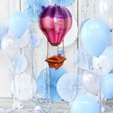 OULII Lot de 5 ballons montgolfières en aluminium rose, décorations de fête pour mariages, anniversaires et célébrations spéciales