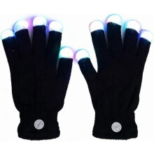 LED-lysende ravehansker, 7-fargers blits, polyester