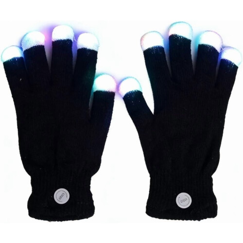 LED-ljusande ravehandskar, 7-färgsblixt, polyester