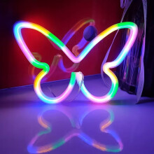 Dekoracja ścienna z lampką neonową LED Butterfly zasilaną przez USB i baterie