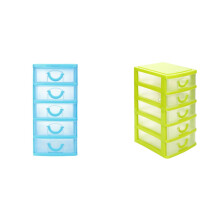 2 PCS 5-Drawer Desktop Storage Bin Unit, Clear Plastic Organizer for Crafts, Accessories & Stationery – Compatible with Standard Desks