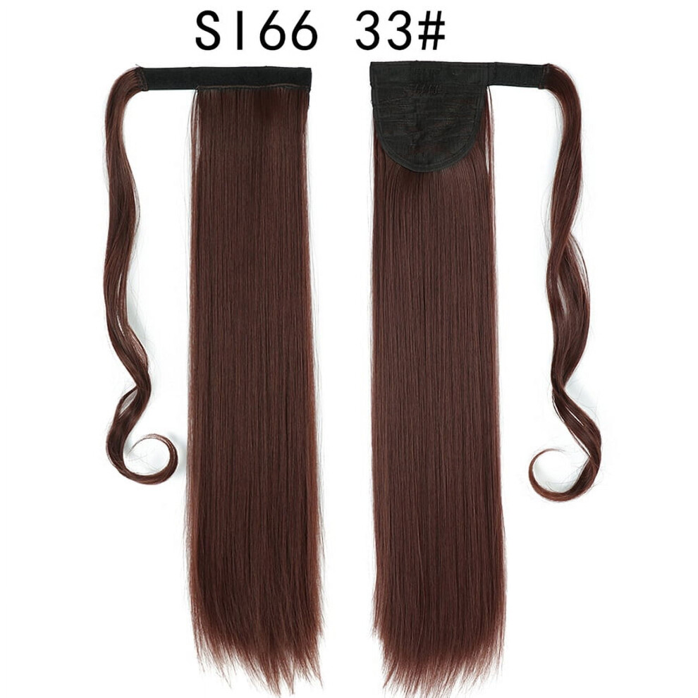 Unisex 22Inch Synthetic Long Straight Ponytail Hair Extension Wrap Around Clip In Ponytail Hair Heat Reistan Pony Tail Hairpiece Blonde