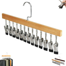 Organisateur de placard suspendu avec 10 pinces métalliques rotatives