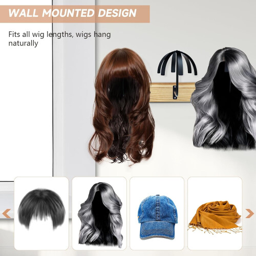6-Pack Wall-Mounted Wig Stand for Display, Storage, Styling & Drying – Compatible with Most Wigs 2