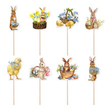 Osterhasen-Cupcake-Picker, Karotten- und Hasenmotiv, 8 Stück