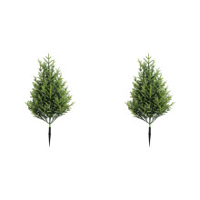 Lot de 2 sapins de Noël artificiels floqués de 50 cm avec piquets – Décoration intérieure/extérieure pour porche, jardin et terrasse