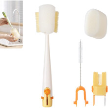 Ensemble de brosses de nettoyage 5 en 1 pour bouteilles, nettoyeur multifonctionnel de tasses et de pailles avec long manche, portable pour tasses de