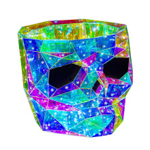 Cubo de dulces de Halloween con luces LED de calavera arcoíris
