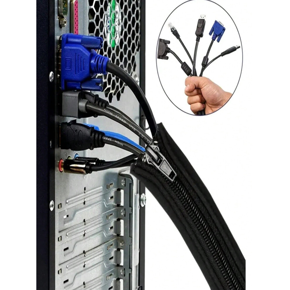 1Pc Zipper Cable Protective Cover Cable Organizer Management Set Desktop Cable Management Computer Line Sorting And Storage Sleeve Cord Organizer 9071309011838
