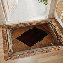 3D Hole Rug Optical Illusion 50 Inch Anti-Slip