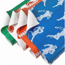 Papier cadeau Football Rugby, 12 feuilles, 4 styles, 68,5 x 50,8 cm