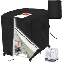 275G/1000L Tote Cover, Windproof Hook & Loop, 420D Oxford Cloth, Reflective Zipper (Black)