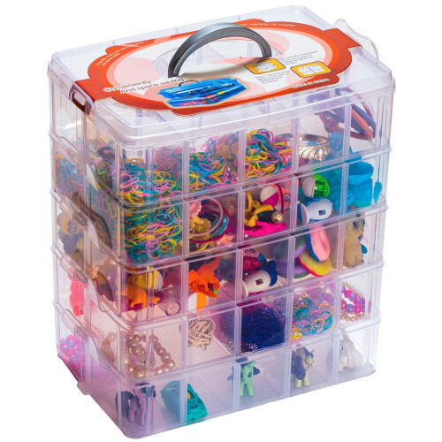 Stackable Storage Container with 50 Adjustable Compartments, Dog Toys & Supplies Organizer 1