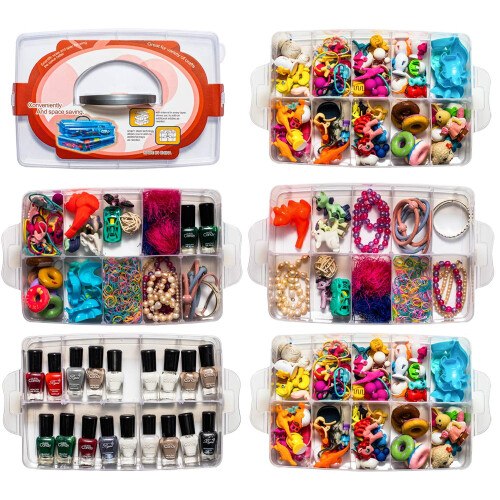 Stackable Storage Container with 50 Adjustable Compartments, Dog Toys & Supplies Organizer 2