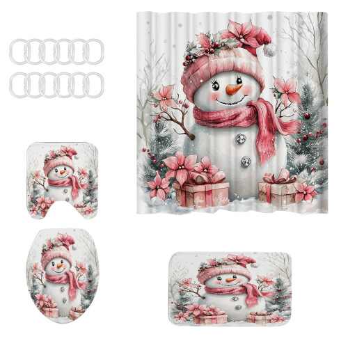 Set da bagno natalizio con design Babbo Natale, 4 pezzi 1