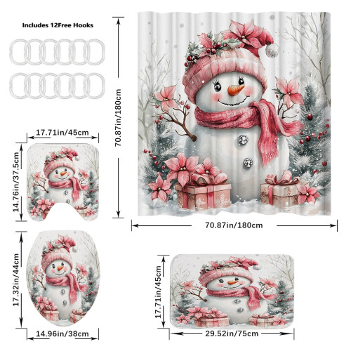 Set da bagno natalizio con design Babbo Natale, 4 pezzi 2
