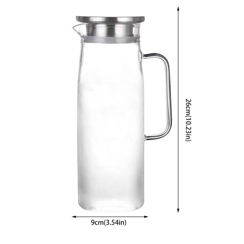 Pichet à eau en verre alimentaire avec couvercle 1,5 L 2