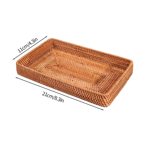 Wicker Storage Basket – Rectangular Rattan Tray for Fruit, Food Serving & Home/Kitchen/Restaurant Decor 1