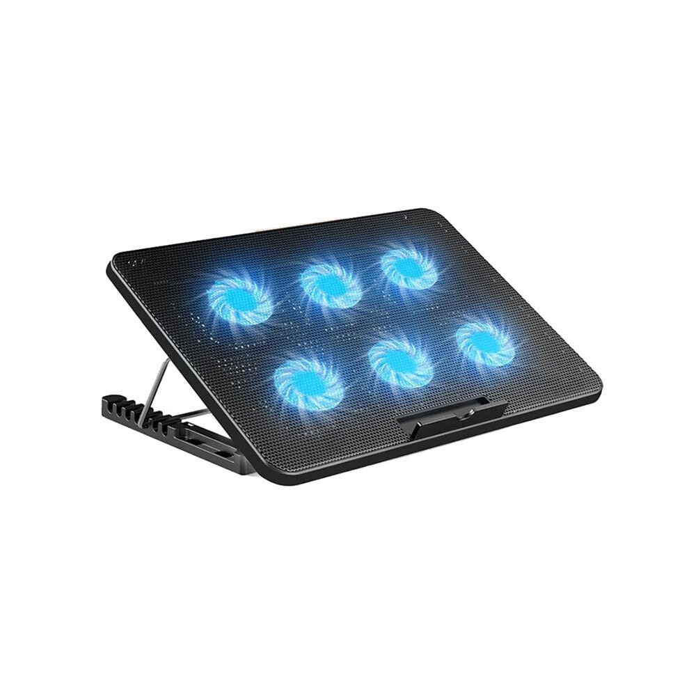Laptop Cooling Pad Laptop Cooler With 6 Quiet Fans 7 Height & Wind Speed Adjustable 2 Usb Port & Phone Holder 6031526687950