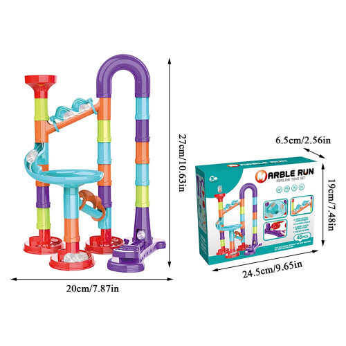 Marble Run Set Glass Marbles STEM Educational Toy for Ages 2