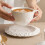 2-Piece Ceramic Tea Cups & Saucers, Stackable Espresso Cups, Compatible with Coffee, Latte, Americano, Tea 4