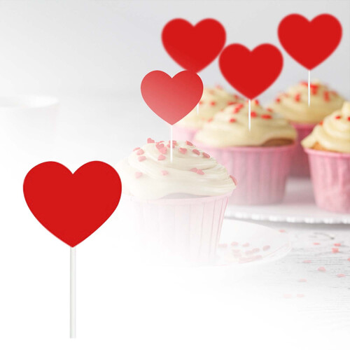 Love Heart Cupcake Toppers Red 36 pcs 1