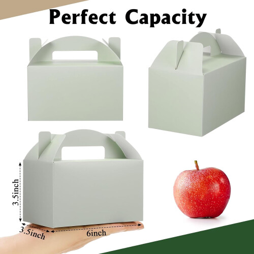 Caixas de presente verde-sálvia com formato de telhado de duas águas, 15,24 x 8,9 x 8,9 cm (6 x 3,5 x 3,5 polegadas), 24 unidades 1