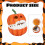 Decoração de abóbora de Halloween em resina com dentes engraçados (1 peça) 2