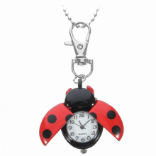 Ladybug-Shaped Vintage Quartz Pocket Watch Alloy Case Retro Kids Gift Idea