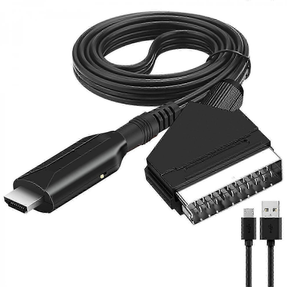 Scart To Hdmi Converter Cable 1M - Av Adapter For Older Devices To Hdtvs, Upscale To 1080P 4867270160119