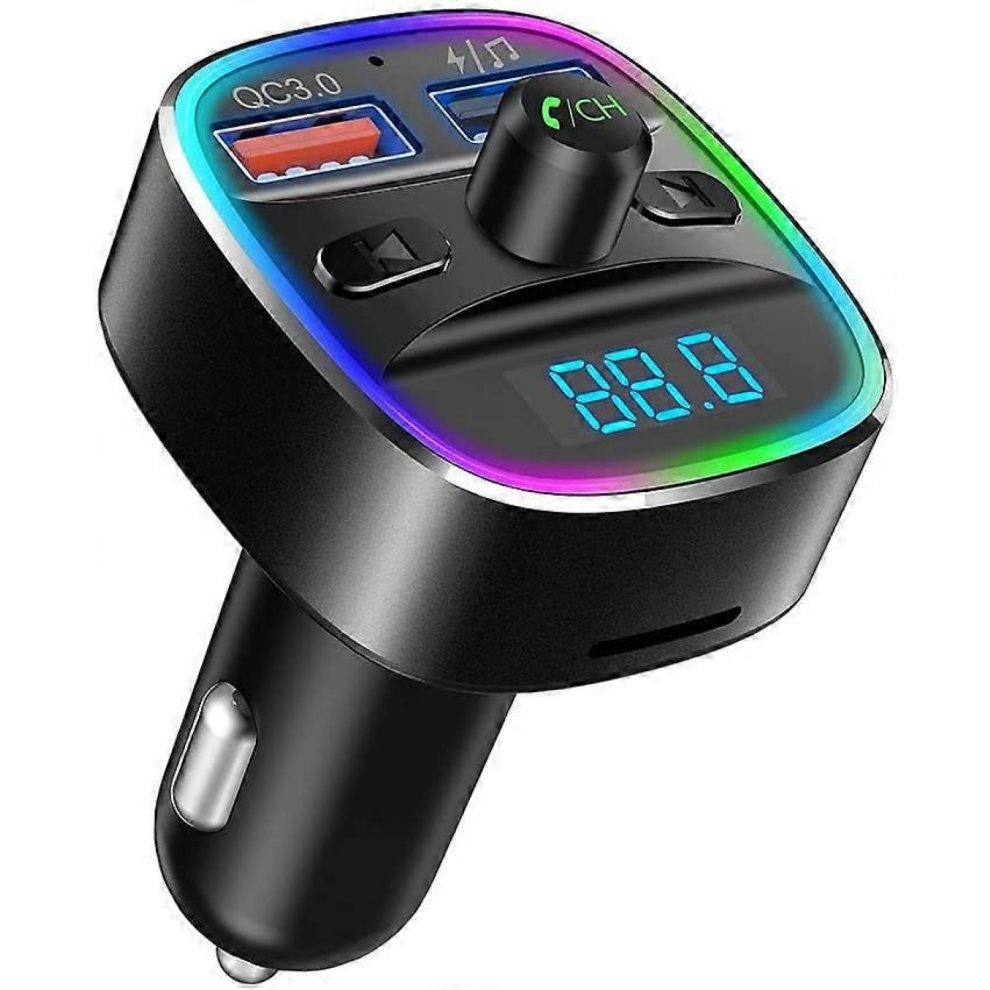 Nulaxy Bluetooth Fm Transmitter For Car, Qc3.0 & 7 Colors Led Backlit Car Radio Bluetooth Adapter Music Player Hands Free Car Kit With S 4867270159601