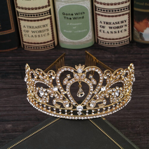 Gulllegering Strass Krone Tiara 13,5x6,5 cm 1