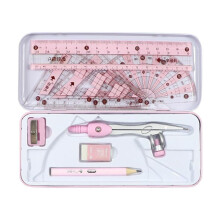 Complete set of mathematical geometry with durable box, 8 -piece stainless steel pink