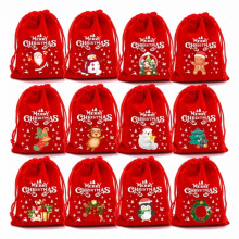 12 Sacos de Natal de Pelúcia com Cordão