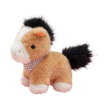Niedliches Pony-Plüschtier, mehrfarbig, mit kariertem Schal