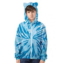 Hoodies,Kids Cat Ears Hoodie Tie Dye 3D Printed Zipper Pullover for Children Boy Girl Fashion,Boys Hoodies,Z04 Light Blue,18-24 Months