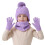 Set composto da cappello, sciarpa e guanti con pon pon per ragazzi, colore viola, foderato in pile. 1