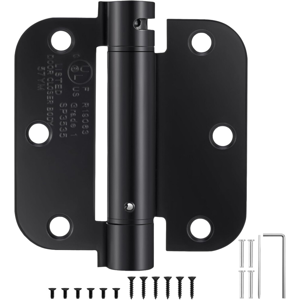 2-Pack Self-Closing Door Hinges 3.5"3.5", Adjustable Spring Hinges With 5/8" Radius Corners, Compatible With Home/Garage/Basement Doors 9555307595137