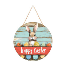 Panneau de porte en bois Lapin de Pâques, style rustique, 20 cm (7,87 pouces).