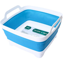 Collapsible Dish Basin with Drain Plug & Handles, 9L Capacity, Portable Sink Tub for Camping, RV & Dishwashing – Compatible with Standard Sinks