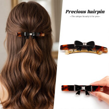 Barrette à cheveux nœud papillon écaille de tortue pour femme, acétate de cellulose, 1 pièce